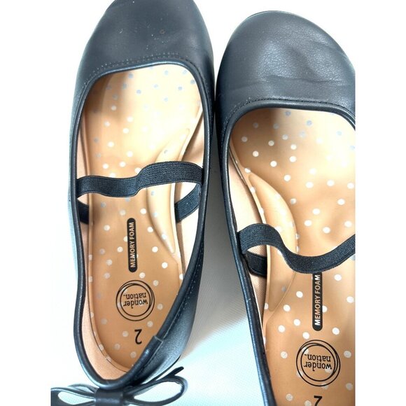 Wonder Nation Girls Flats Ballet Type Shoes Black Size 2 - Picture 3 of 9